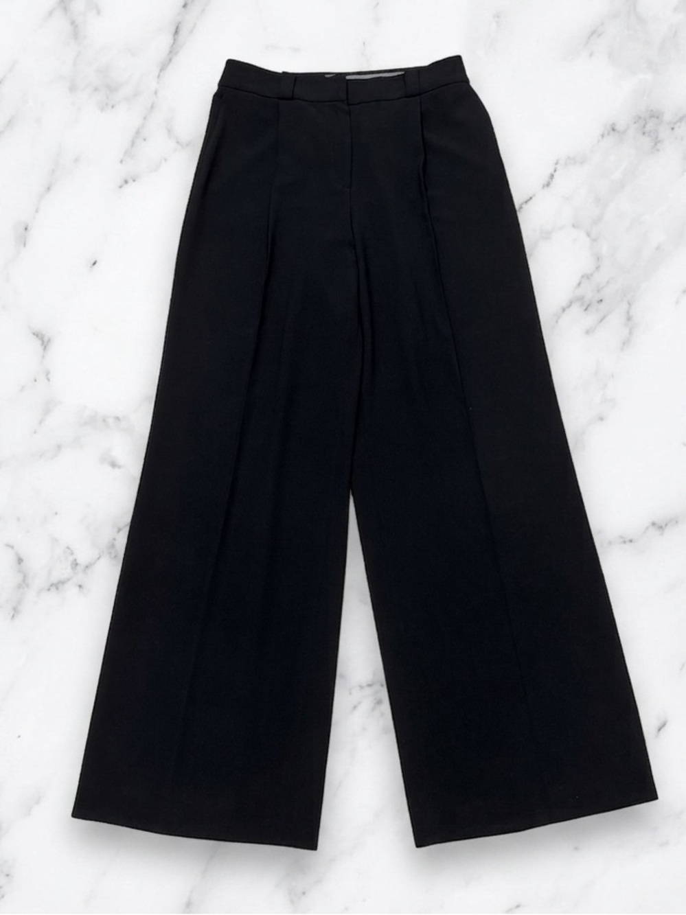 Armani Collezioni Black Wide Leg Pleated Trousers Pants Italy 10 - Picture 2 of 15